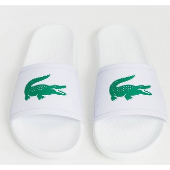 "Lacoste" flip flops for male white color in green combination "Lacoste" flip flops for male white color in green combination