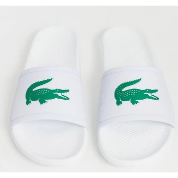 "Lacoste" шлепанцы для мужчин белого цвета в зеленой комбинации "Lacoste" шлепанцы для мужчин белого цвета в зеленой комбинации