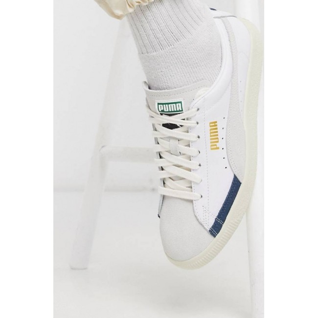 נעלי PUMA- בצבע לבן פס אפור כחול-משלוח חינם