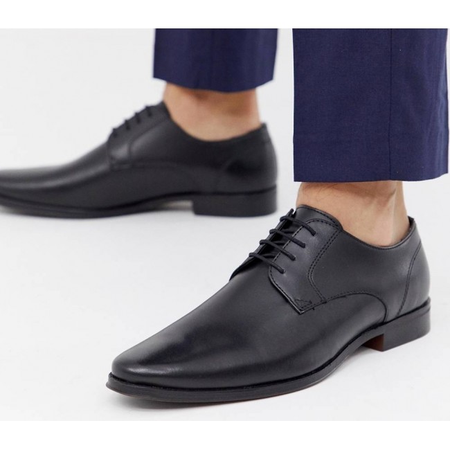 Черный Элегантный кожаные туфли для мужчин-бесплатная доставка