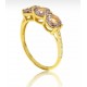 Аметистовое кольцо из трех камней и бриллиантов из золота 585 пробы