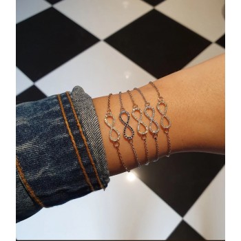 צמיד אינפיניטי - צמיד נצח - לאשה משובץ יהלומים שחורים 0.20 קראט בזהב 14 קרט