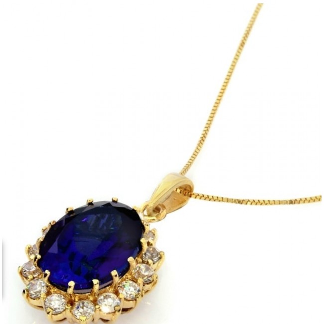 A necklace and pendant in the design of "Diana" gold sapphire and Zerisbuyers