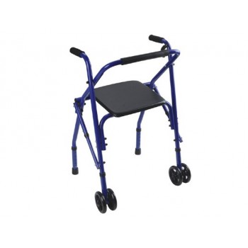 הליכון אלומיניום מתקפל עם מושב וזוג גלגלי סיליקון כפולים -מגיע מורכב הליכון אלומיניום מתקפל עם מושב וזוג גלגלי סיליקון כפולים -מגיע מורכב