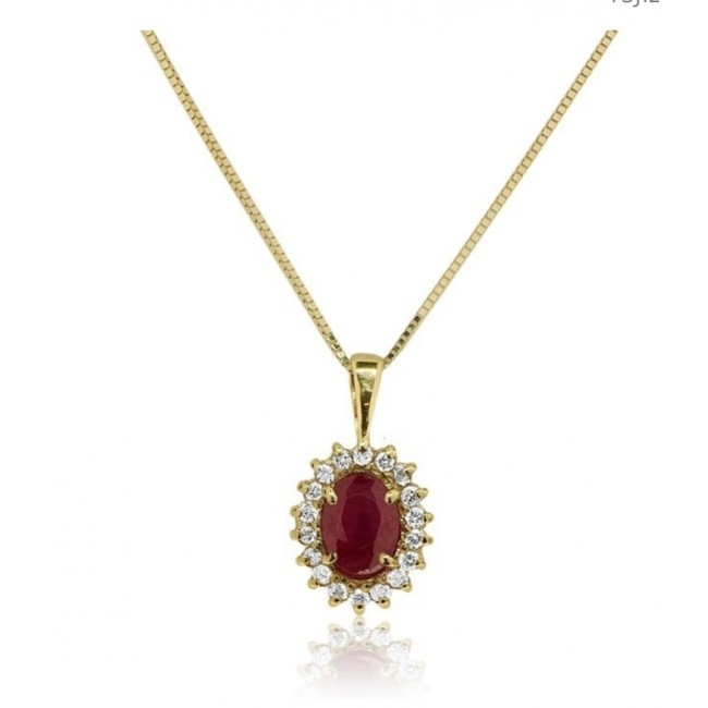 14-каратное золотое ожерелье Diana, украшенное рубином 1 карат и бриллиантом 0,13 карата