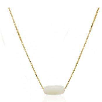 שרשרת זהב בשילוב חרוז פנינה לבן מלבני -משלוח חינם