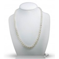 שרשרת פנינים -מחרוזת פנינים- 6.5-7.0ממ -פנינים | 48 סמ אורך שרשרת -עבודת יד-סוגר זהב 14K