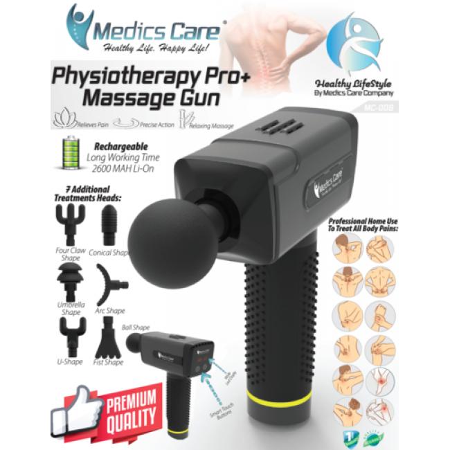 Free-use physiotherapy gun for the treatment of muscle pains and home tissues