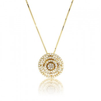 שרשרת ותליון " מטרה" מעגלי יהלומים משובצים בזהב   