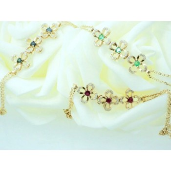 צמיד פרחי יהלומים ואבני חן