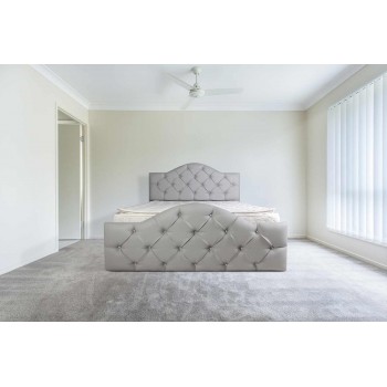 מיטה מעץ מלא מרופדת בדמוי עור , בתוספת קפיטונ'ג - דגם 6005 מיטה מעץ מלא מרופדת בדמוי עור , בתוספת קפיטונ'ג - דגם 6005