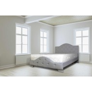 מיטה מעץ מלא מרופדת בדמוי עור , בתוספת קפיטונ'ג - דגם 6006