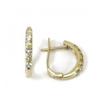 עגילי בננה זהב צהוב 14K משובץ יהלומים 0.2CT