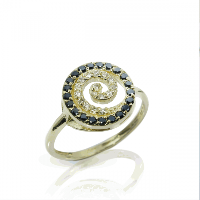 Gold Diamond Spiral Ring K14