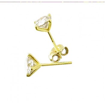 עגילי סוליטר יהלומים 1.0 קראט בזהב צהוב דגם מרטיני