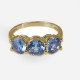 Inlaid 14K gold ring with gemstone blue topaz and diamonds