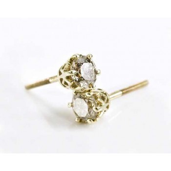 עגילי זהב צהוב 14K משובץ יהלומים 1.23 CT