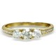 Gold ring 14K "three stones" inlaid with 0.65 CT
