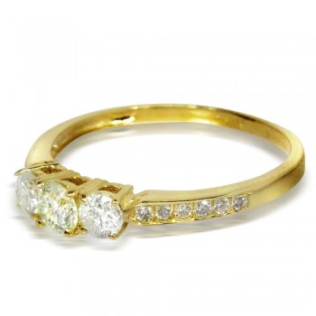 טבעת זהב 14K "שלוש אבנים" משובצת 0.65CT