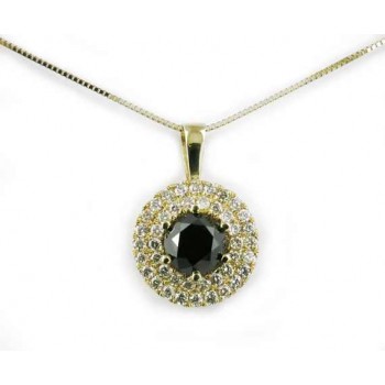 שרשרת ותליון האלו יהלום שחור ויהלומים לבנים