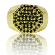 טבעת זהב 14K לגבר משובצת יהלומים שחורים 0.85CT