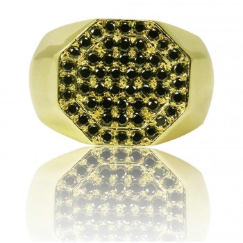 טבעת זהב 14K לגבר משובצת יהלומים שחורים 0.85CT