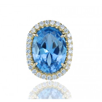 טבעת זהב 14K משובצת זרקון טופז וזרקונים בצדדים