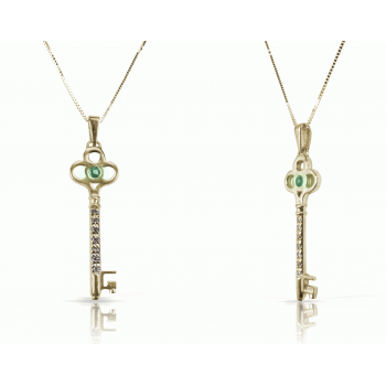 שרשרת ותליון מפתח יהלומים אמרלד