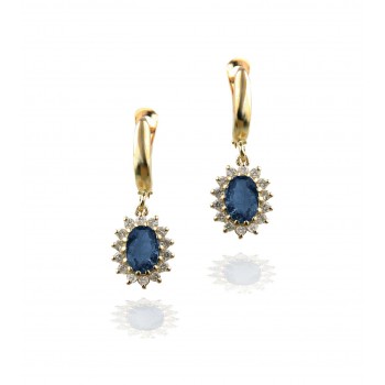 עגילי ספיר יהלומים דגם דיאנה