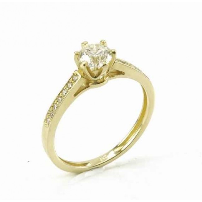טבעת יהלומים/ טבעת אירוסין 70 נק' בזהב צהוב 14K