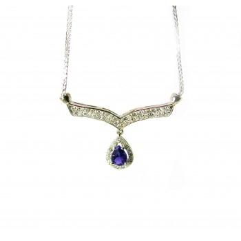 שרשרת זהב לבן 14K משובץ אמטיסט ויהלומים 0.50CT