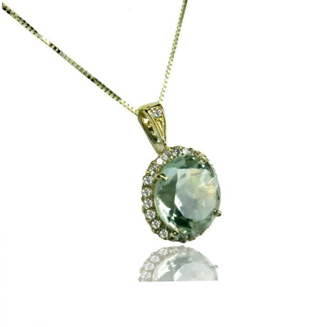 قلادة Amethyst الخضراء وقلادة الذهب والماس K14 خالية من الشحن