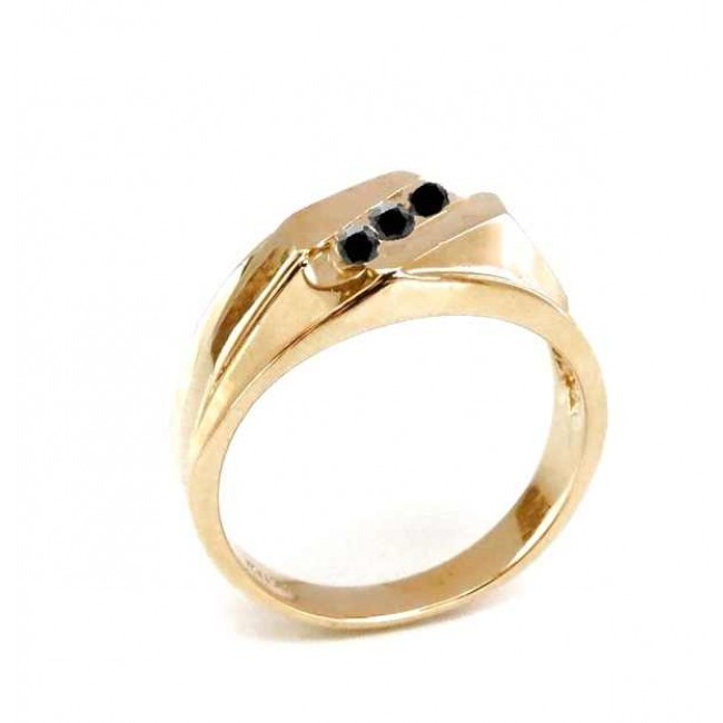 Мужское кольцо из желтого золота 14 карат с бриллиантом