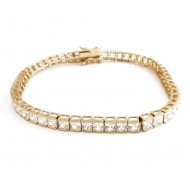 צמיד טניס זרקונים (אבנים מרובעות)בציפוי זהב 14K