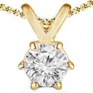 שרשרת ותליון יהלום 0.25 קראט   בזהב צהוב  14 קאראט 