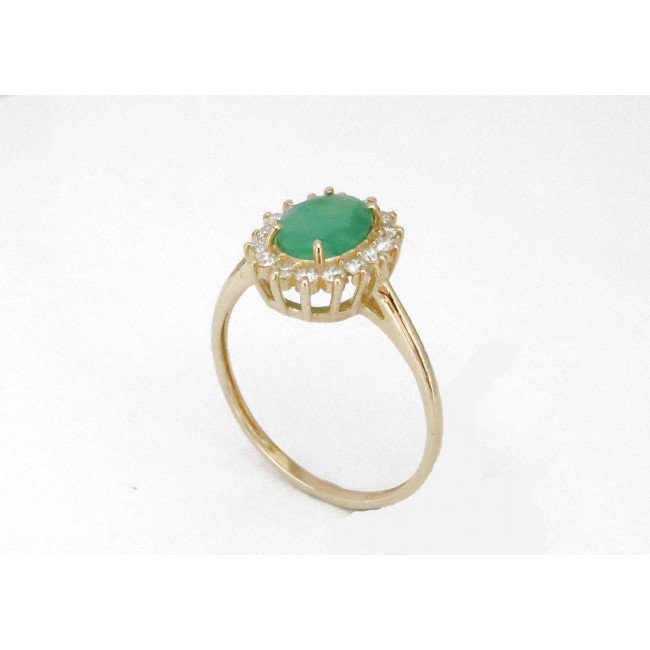 SALE Emerald and Diamonds Gold 14 carat-model Diana-FREE Shipping