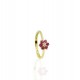 טבעת רובי ויהלום מעוצבת בסגנון פרח