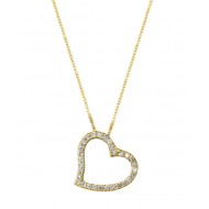 שרשרת ותליון זהב 14K בצורת לב משובץ יהלומים 0.18 קראט