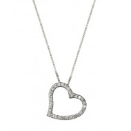 שרשרת ותליון זהב 14K בצורת לב משובץ יהלומים 0.18 קראט