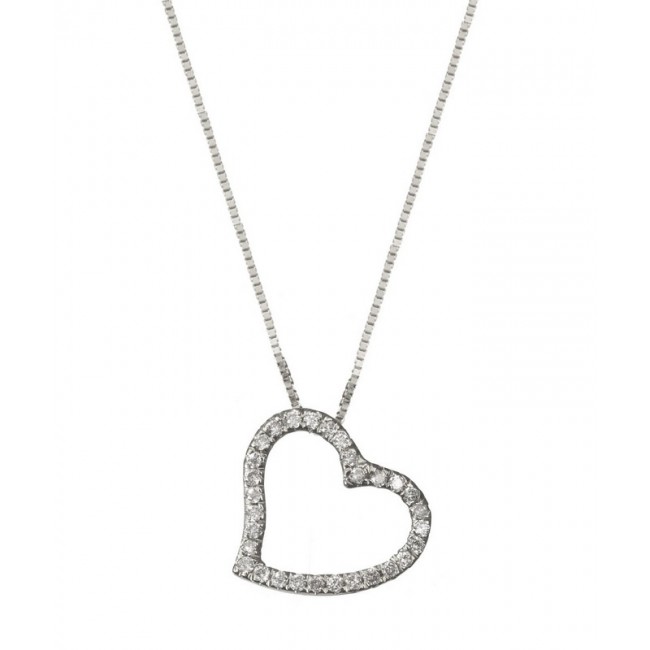 Ожерелье и 14-каратное золото в форме сердца с бриллиантами 0.18 CT