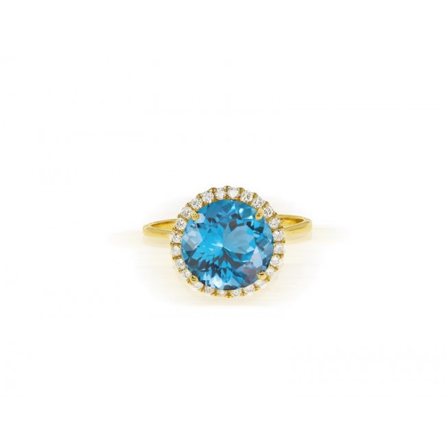 Кольцо «Голубой топаз» с бриллиантами и 0,25 карата