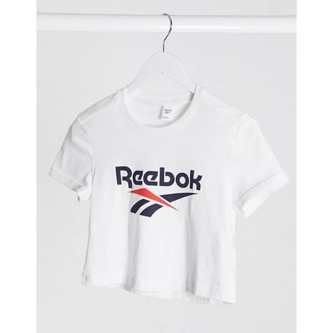 Reebok classic large Vector logo cropped t-shirt in white