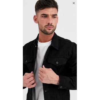 ז'קט ג'ינס לגבר 100 אחוז כותנה צבע שחור -משלוח חינם
