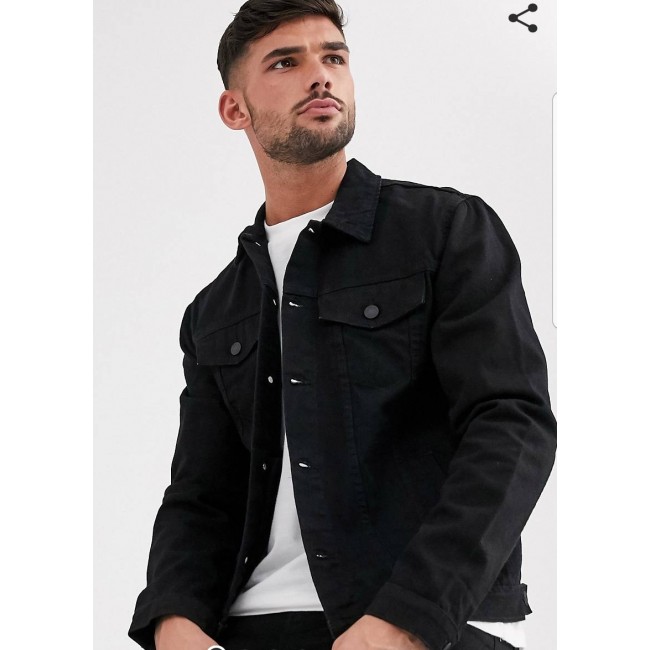 Jeans male jacket 100 percent black color-free shipping