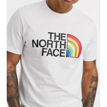 The North Face Rainbow t-shirt- בצבע לבן-משלוח חינם