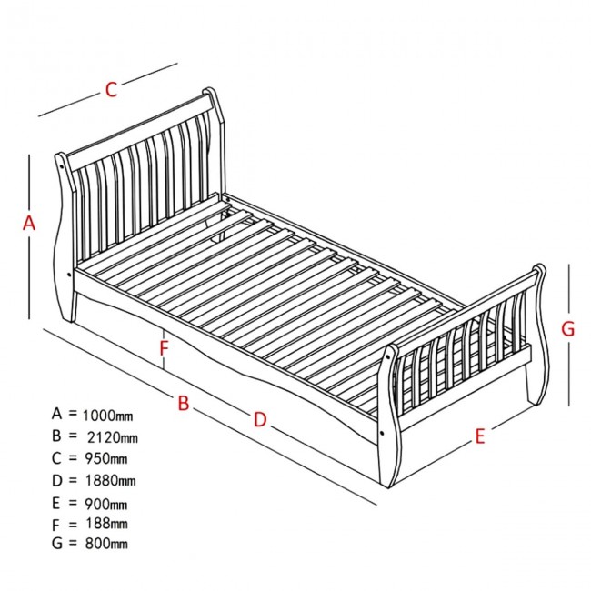 Children and youth bed decorated in solid wood 90/190 cm KODA free shipping and mattress options