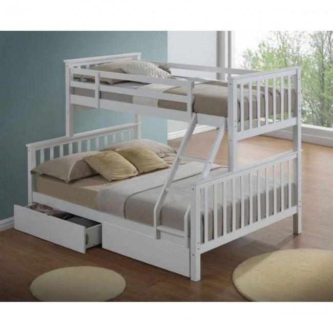 TAILER bunk bed with mattresses and storage drawers