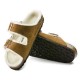 BIRKENSTOCK ARIZONA Caps with Light Brown Fur &amp; White Fur Made in Germany Original Product Free Fast Shipping