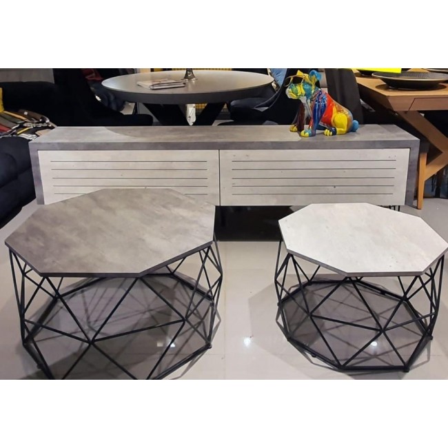Buffet and a pair of table-top tables | Alaska Model | Dark and bright concrete-like free shipping