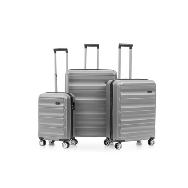 Комплект чемоданов ABS-3, изготовленный из высококачественного, легкого и гибкого материала для предотвращения разрушения и высокой прочности | Защита от воды | 4 двойных колеса, 360 градусов | 20" объем 34 литра